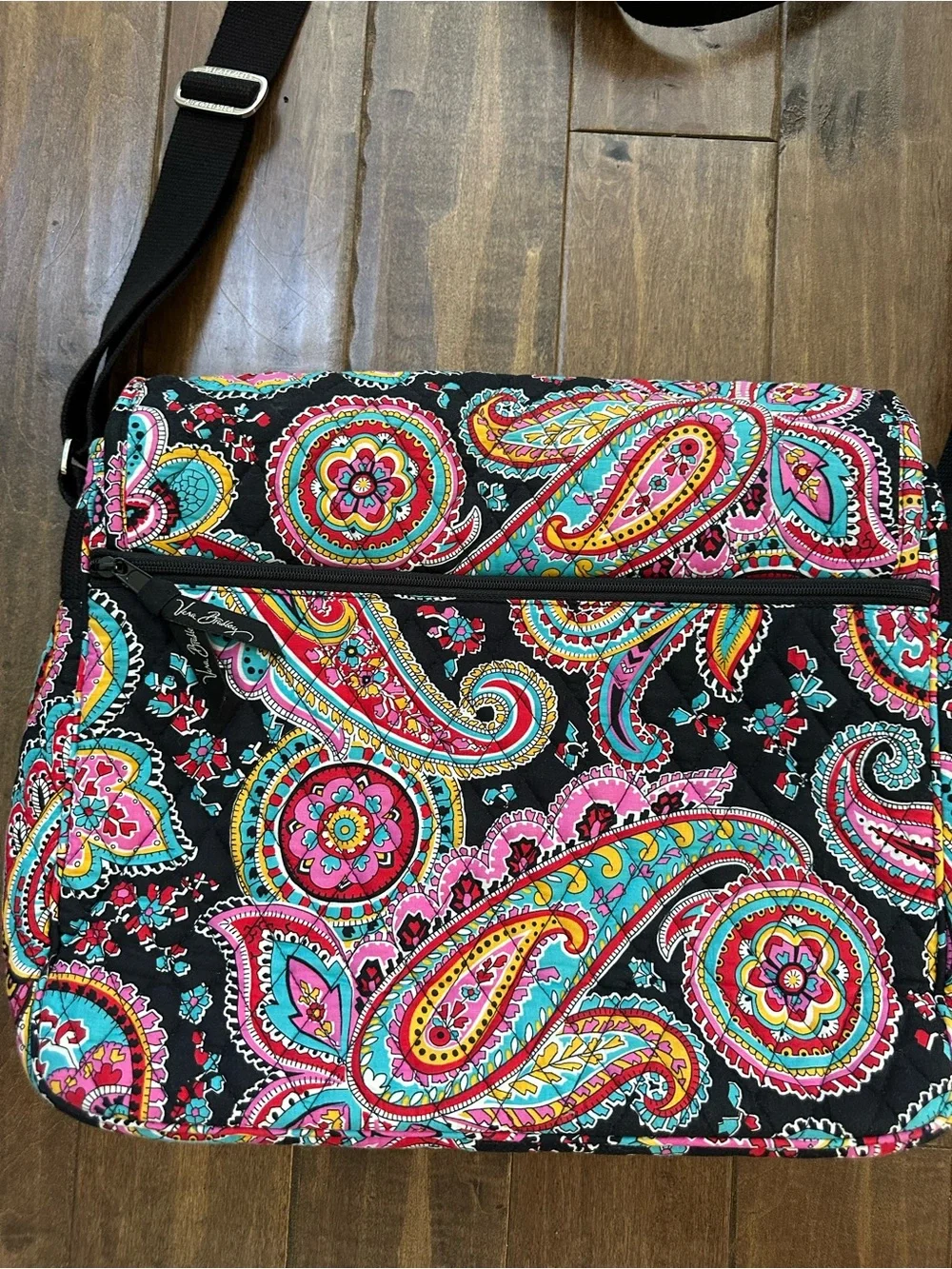 Vera Bradley Parisian Paisley Quilted Messenger Laptop Commuter Bag EUC